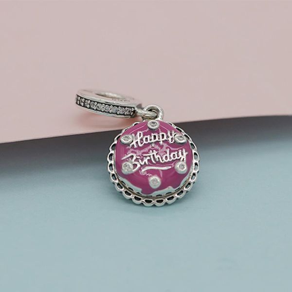 925 sterling silver pink birthday cake dangle pendant charm bead for european jewelry charm bracelets, Black
925 sterling silver pink birthday cake dangle pendant charm bead for european jewelry charm bracelets, Black
