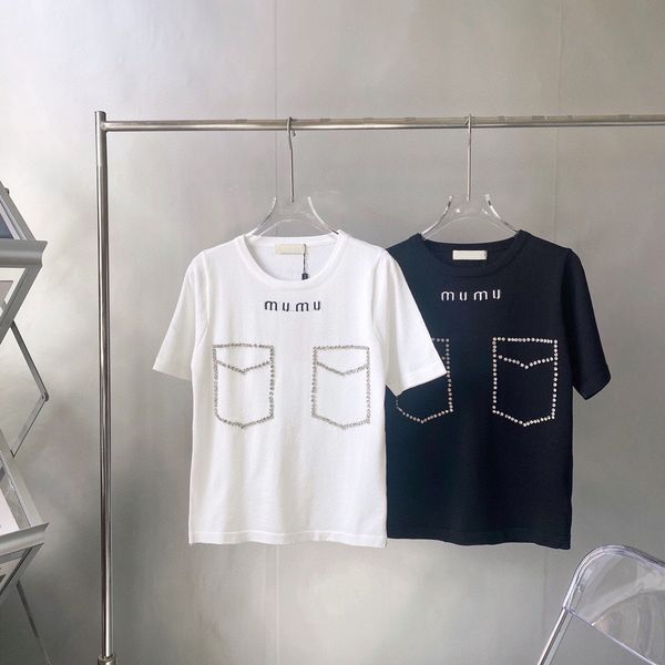 21 summer new miaojia heavy industry pocket three dimensional nail drill letter jacquard knitting short sleeve t-shirt, White
21 summer new miaojia heavy industry pocket three dimensional nail drill letter jacquard knitting short sleeve t-shirt, White