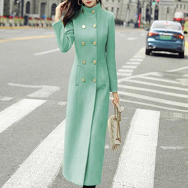 women the winter korean fashion elegant collar woolen coats double breasted ladies solid color super long woolen jacket 210930, Black
women the winter korean fashion elegant collar woolen coats double breasted ladies solid color super long woolen jacket 210930, Black