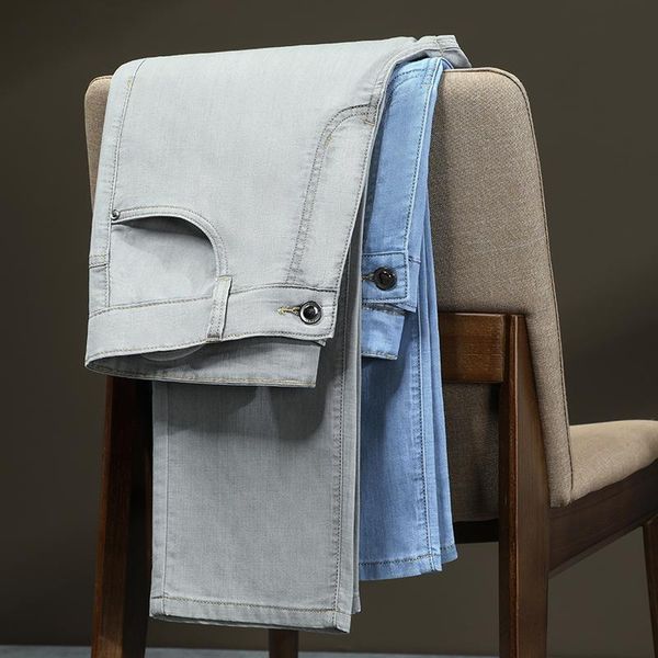 men's jeans spring and summer light gray thin business fashion classic style blue stretch denim pants male brand
men's jeans spring and summer light gray thin business fashion classic style blue stretch denim pants male brand