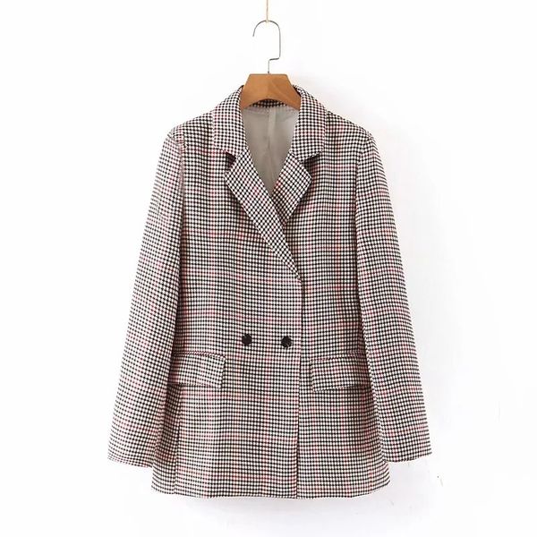 women's two piece pants autumn plaid women set double breasted long sleeve blazer+ button high waist fashion suits 4v12, White
women's two piece pants autumn plaid women set double breasted long sleeve blazer+ button high waist fashion suits 4v12, White