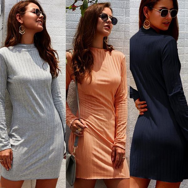 casual dresses 2021 design women's round neck knitted dress long sleeves autumn and winter slim woman clothes for ladies party bodycon, Black;gray
casual dresses 2021 design women's round neck knitted dress long sleeves autumn and winter slim woman clothes for ladies party bodycon, Black;gray