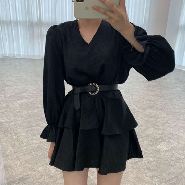 casual dresses dress women clothesdark black slim v-neck ruffle stitching small short skirt with vq95, Black;gray
casual dresses dress women clothesdark black slim v-neck ruffle stitching small short skirt with vq95, Black;gray