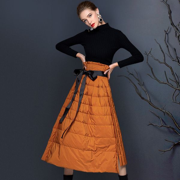 down jacket autumn and winter 2021 skirt solid color split a-line women's medium length hip wrap cake, Black
down jacket autumn and winter 2021 skirt solid color split a-line women's medium length hip wrap cake, Black