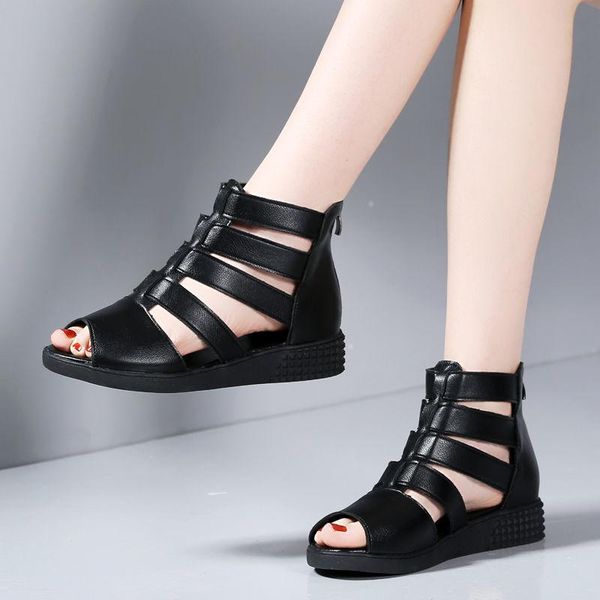 summer leather slope with women's sandals comfortable roman middle-aged fish mouth mid-heel moccasins c727, Black
summer leather slope with women's sandals comfortable roman middle-aged fish mouth mid-heel moccasins c727, Black