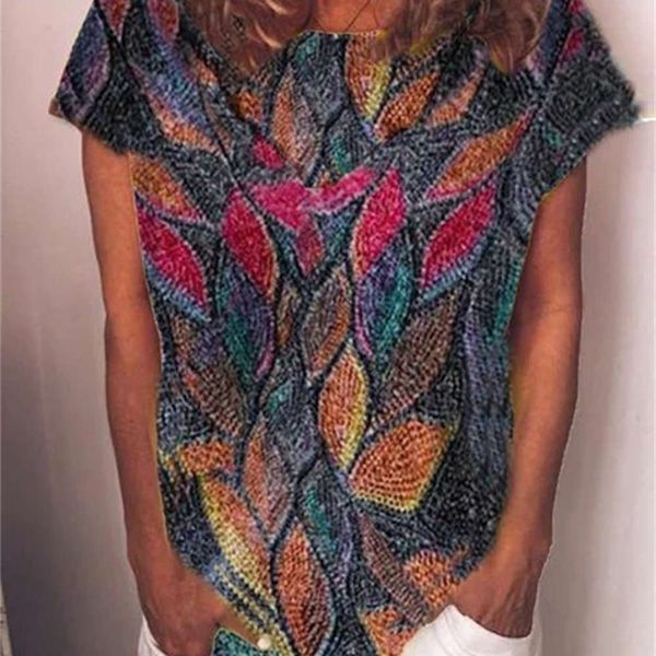 women's t-shirt 2021 spring and summer leaf print round neck casual short sleeve for women o96l, White
women's t-shirt 2021 spring and summer leaf print round neck casual short sleeve for women o96l, White