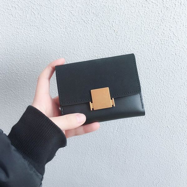 women's 3 fold pu wallet short square metal decorative buckle two color horizontal european and american youth student wallet, Red;black
women's 3 fold pu wallet short square metal decorative buckle two color horizontal european and american youth student wallet, Red;black