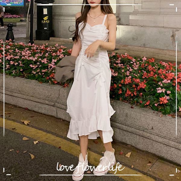 summer casual white strap dress women sleeveless solid elegant midi dress female lace-up party y2k dress korean 210521, Black;gray
summer casual white strap dress women sleeveless solid elegant midi dress female lace-up party y2k dress korean 210521, Black;gray