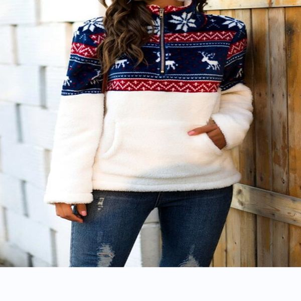 fall/winter christmas sweater contrast stitching stand-up collar plush sweater, Black
fall/winter christmas sweater contrast stitching stand-up collar plush sweater, Black