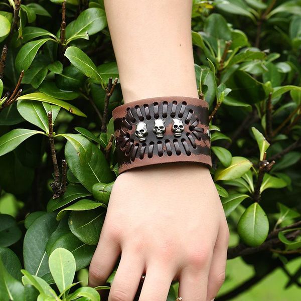beaded, strands ancient style man cowhide exaggeration alloy human skeleton head leather charms bracelet men jewelry punk bracelets for wome, Black
beaded, strands ancient style man cowhide exaggeration alloy human skeleton head leather charms bracelet men jewelry punk bracelets for wome, Black
