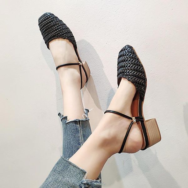 two ways bamboo weaving square toe pu sandals woman flipflops narrow band gladiator sandalias mood chunky med heels shoes women, Black
two ways bamboo weaving square toe pu sandals woman flipflops narrow band gladiator sandalias mood chunky med heels shoes women, Black