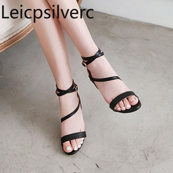 women's sandals summer style fashion narrow band open toe buckle fine heel high shoe plus size 32-46, Black
women's sandals summer style fashion narrow band open toe buckle fine heel high shoe plus size 32-46, Black