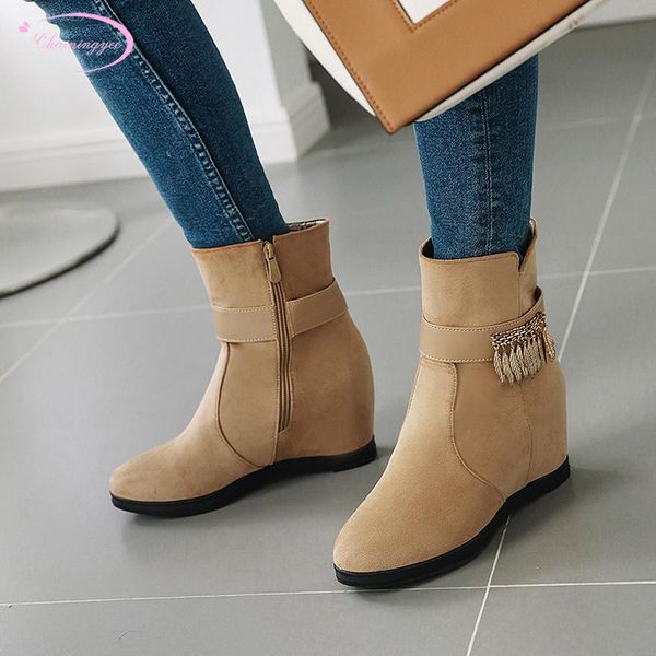 boots party style comfortable round toe flock ankle fashion metal zipper medium heel increasing motorcycle women's shoes, Black
boots party style comfortable round toe flock ankle fashion metal zipper medium heel increasing motorcycle women's shoes, Black