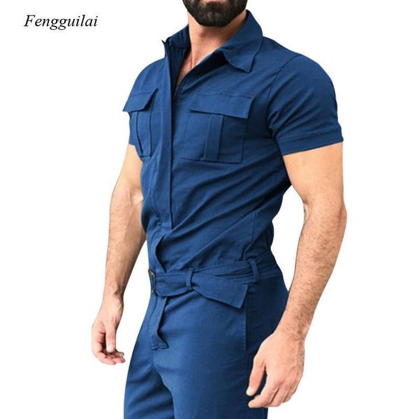 men's tracksuits 2021 summer workwear jumpsuit short sleeve pure color casual street style pocket pants, Gray
men's tracksuits 2021 summer workwear jumpsuit short sleeve pure color casual street style pocket pants, Gray