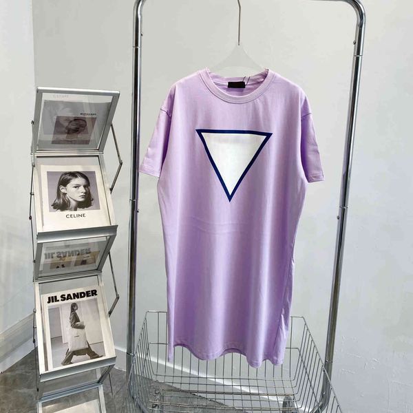 inverted triangle printed letters loose casual medium and long women's short sleeve dress t-shirt summer, White
inverted triangle printed letters loose casual medium and long women's short sleeve dress t-shirt summer, White