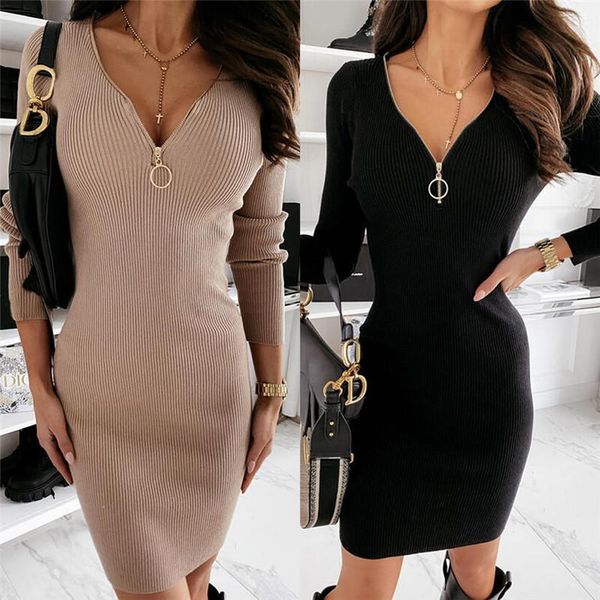 casual dresses fashion women solid color pencil dress patchwork design zipper decor v-neck long sleeve mid waist slim hips mini, Black;gray
casual dresses fashion women solid color pencil dress patchwork design zipper decor v-neck long sleeve mid waist slim hips mini, Black;gray