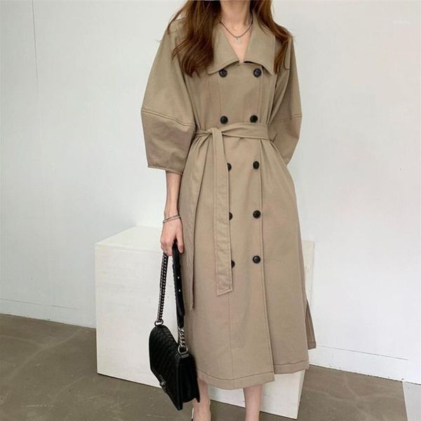 women's trench coats classic long coat for women windbreaker casual solid outwear fashion double breasted sobretudo feminino with belt, Tan;black
women's trench coats classic long coat for women windbreaker casual solid outwear fashion double breasted sobretudo feminino with belt, Tan;black