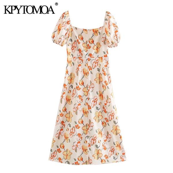 women sweet fashion puff sleeve printed midi dress vintage square collar side zipper female dresses vestidos mujer 210416, Black;gray
women sweet fashion puff sleeve printed midi dress vintage square collar side zipper female dresses vestidos mujer 210416, Black;gray