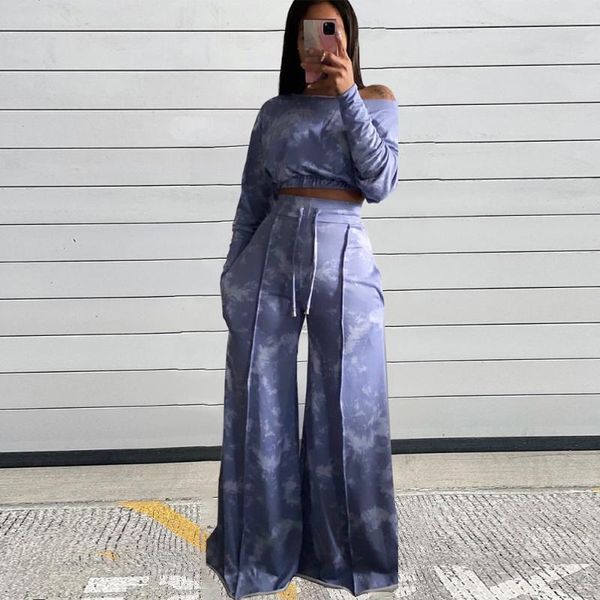 women's two piece pants casual loungewear pant suits women fashion tie dye print long sleeve crop high waist loose wide leg trouser set, White
women's two piece pants casual loungewear pant suits women fashion tie dye print long sleeve crop high waist loose wide leg trouser set, White