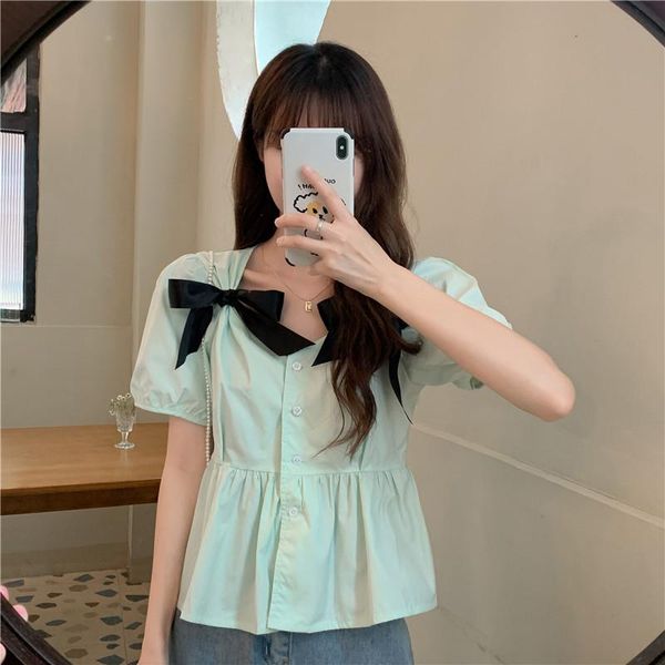 women's blouses & shirts 2021 bow french square neck puff sleeve shirt niche design short waist blouse top, White
women's blouses & shirts 2021 bow french square neck puff sleeve shirt niche design short waist blouse top, White