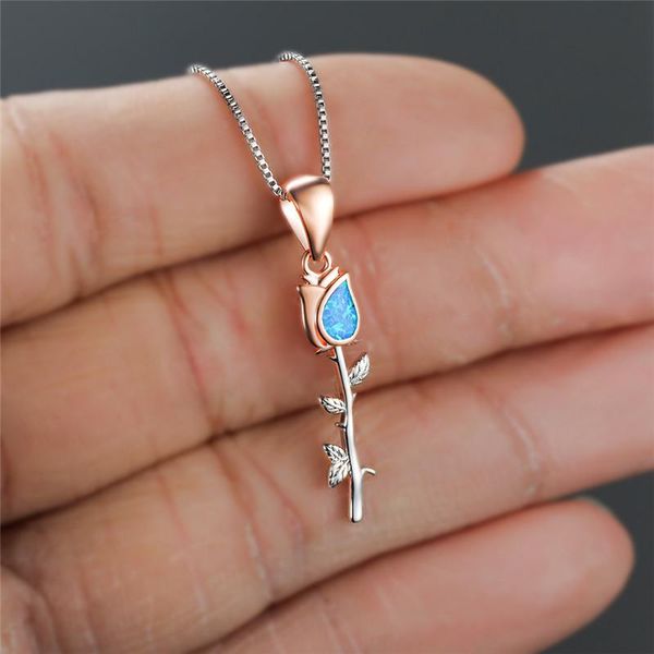pendant necklaces fashion rose gold flower wedding necklace female white blue opal vintage silver color chain for women
pendant necklaces fashion rose gold flower wedding necklace female white blue opal vintage silver color chain for women