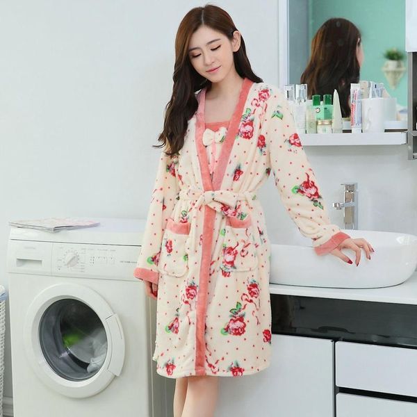 women's sleepwear 2pcs thick warm flannel kimono robes set for women winter long sleeve coral velvet bathrobe lingerie night dress nigh, Black;red
women's sleepwear 2pcs thick warm flannel kimono robes set for women winter long sleeve coral velvet bathrobe lingerie night dress nigh, Black;red