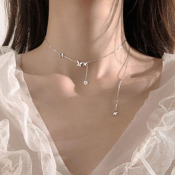 chains pure smoked pull shanzuan tassel necklaces female ins butterfly necklace web celebrity temperament collarbone chain can be a, Silver
chains pure smoked pull shanzuan tassel necklaces female ins butterfly necklace web celebrity temperament collarbone chain can be a, Silver