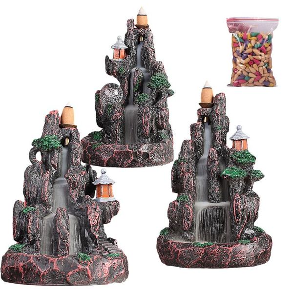 backflow incense burner with 50pcs cones high mountain waterfall home officer decor holder ornament drop fragrance lamps
backflow incense burner with 50pcs cones high mountain waterfall home officer decor holder ornament drop fragrance lamps