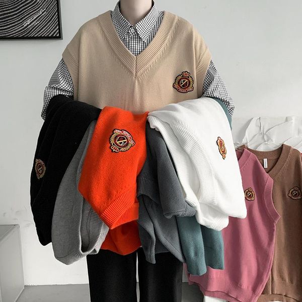 men's vests autumn embroidery badge dk uniform sweater vest waistcoat couple and women's, Black;white
men's vests autumn embroidery badge dk uniform sweater vest waistcoat couple and women's, Black;white