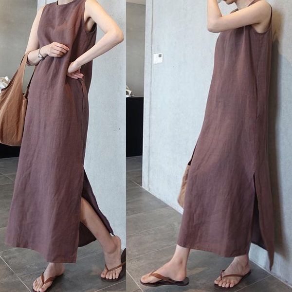 wet casual summer the sleeveless neck-neck female dress only-breasted midi loose dressed as femme, Black;gray
wet casual summer the sleeveless neck-neck female dress only-breasted midi loose dressed as femme, Black;gray