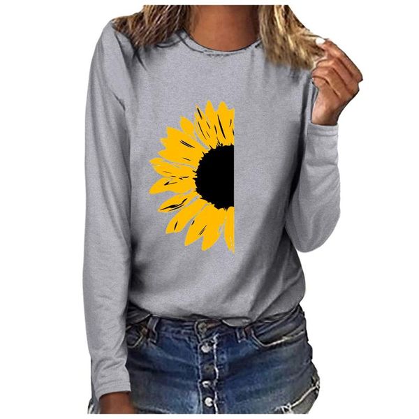women's t-shirt sunflower printed womens casual long sleeved o-neck ladies graphic tee shirt femme las mujeres sweetshirts t, White 
women's t-shirt sunflower printed womens casual long sleeved o-neck ladies graphic tee shirt femme las mujeres sweetshirts t, White