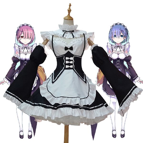 ram/rem cosplay costumes rezero kara hajimeru isekai seikatsu lolita skirt for woman blue pink wig costume maid servant dress, Black
ram/rem cosplay costumes rezero kara hajimeru isekai seikatsu lolita skirt for woman blue pink wig costume maid servant dress, Black