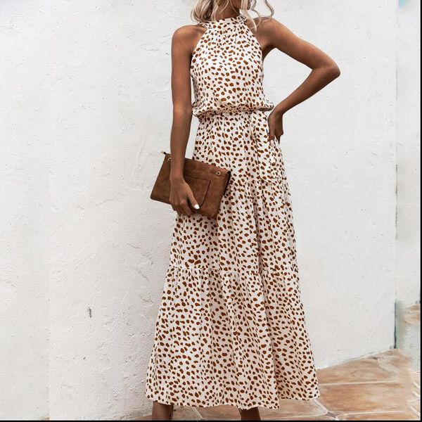 summer long fashion womens dresses sleeveless print flowers polka dot halter boho casual holiday vestidos, Black;gray
summer long fashion womens dresses sleeveless print flowers polka dot halter boho casual holiday vestidos, Black;gray