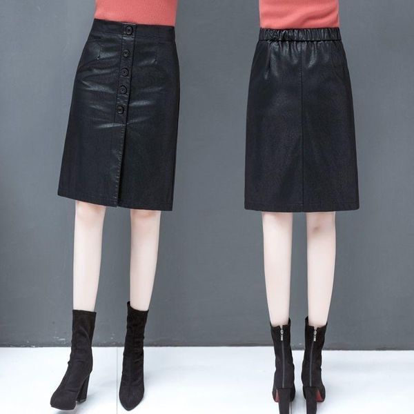 skirts autumn and winter leather skirt women's elastic waist slit a- line woman faldas jupe, Black
skirts autumn and winter leather skirt women's elastic waist slit a- line woman faldas jupe, Black