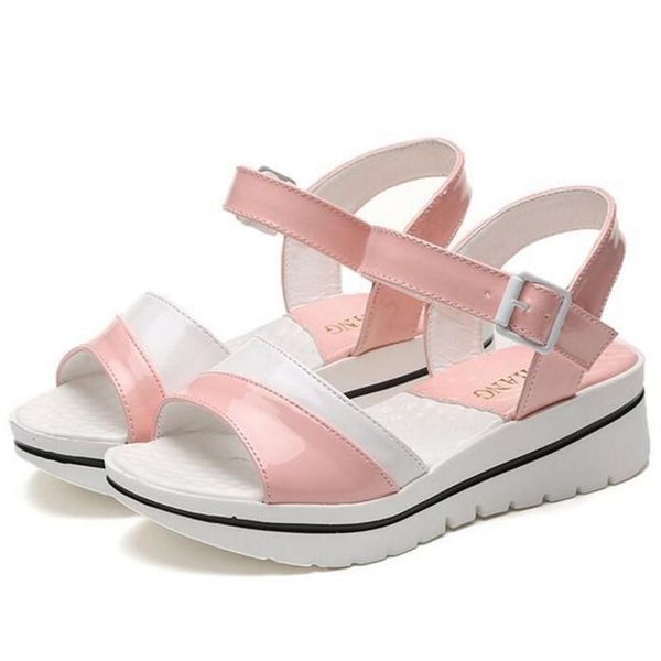 sandals 2021spring and summer women's shoes casual round toe female belt buckle fish mouth, Black