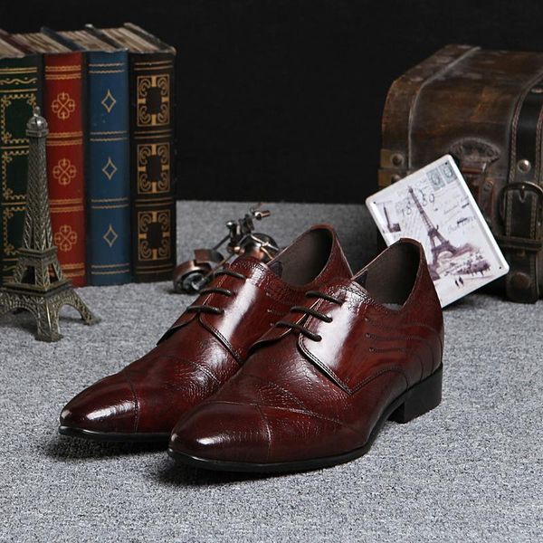 dress shoes men's leather elevator-style wedding cowhide formal wear work oxfords chaussure homme, Black
dress shoes men's leather elevator-style wedding cowhide formal wear work oxfords chaussure homme, Black