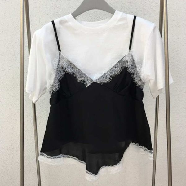 fashion fake two piece o-neck t shirt woman summer contrast color tee mesh patchwork short sleeve women fashion 210514, White
fashion fake two piece o-neck t shirt woman summer contrast color tee mesh patchwork short sleeve women fashion 210514, White