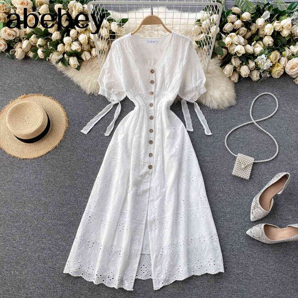 women elegant lace dress retro puff sleeve v neck up a-line es summer chic streetwear solid midi 210512, Black;gray
women elegant lace dress retro puff sleeve v neck up a-line es summer chic streetwear solid midi 210512, Black;gray