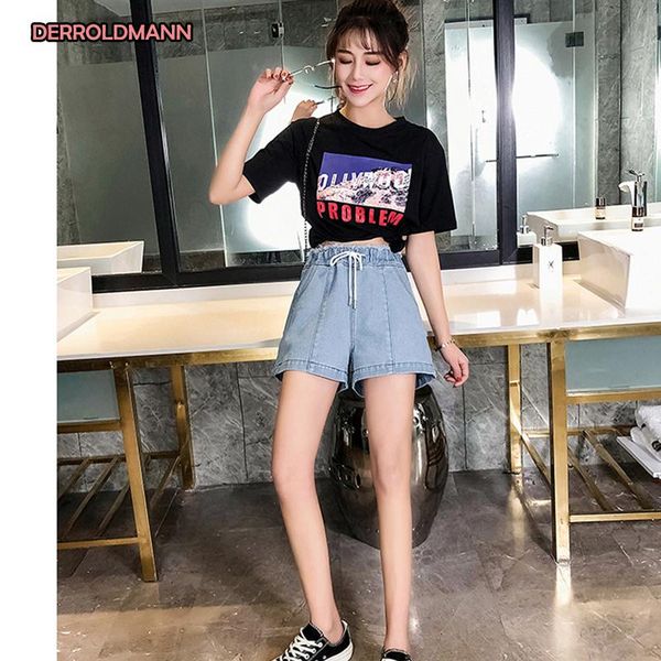 women shorts pants high waist wide leg korean denim solid color large size jeans with fashion pockets women's, Blue
women shorts pants high waist wide leg korean denim solid color large size jeans with fashion pockets women's, Blue