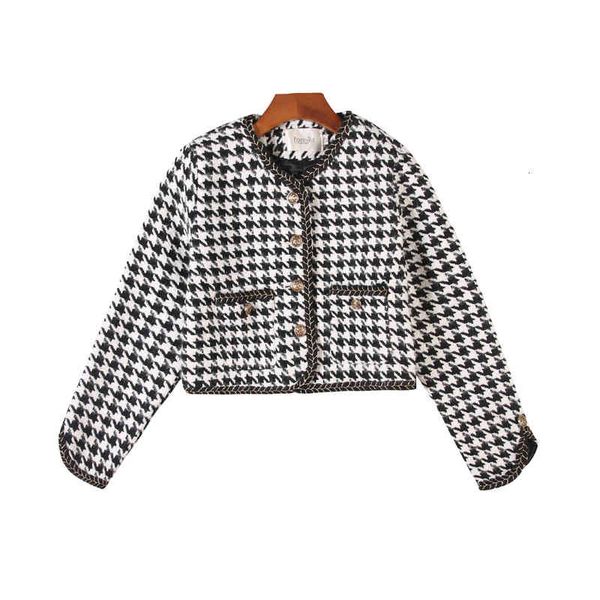 temperament casual trend 2021 autumn winter thousand bird grid tweed cardigan small fragrance short coat women, Black;brown
temperament casual trend 2021 autumn winter thousand bird grid tweed cardigan small fragrance short coat women, Black;brown