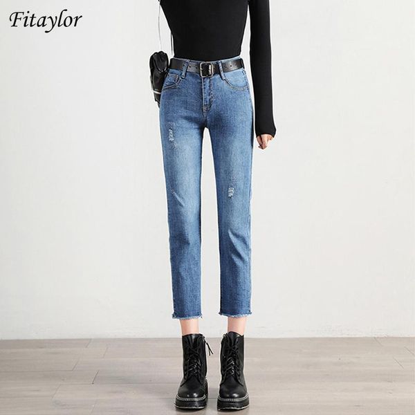 fitaylor 2021 spring autumn women straight jeans casual ripped high waist ankle-length pants with belt simple button women's, Blue
fitaylor 2021 spring autumn women straight jeans casual ripped high waist ankle-length pants with belt simple button women's, Blue