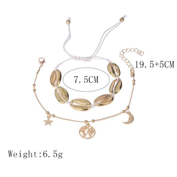anklets 2 pcs/set bohemian multi-layer gold anklet charm shell map moon star for women, Red;blue
anklets 2 pcs/set bohemian multi-layer gold anklet charm shell map moon star for women, Red;blue