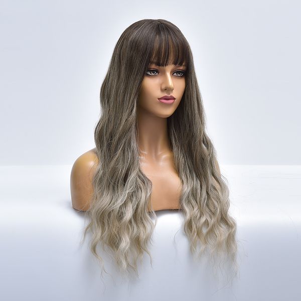 costume accessories long brown wave ombre hair synthetic wig with bangs for white women daily cosplay nutural heat resistant female fiber wi, Silver
costume accessories long brown wave ombre hair synthetic wig with bangs for white women daily cosplay nutural heat resistant female fiber wi, Silver