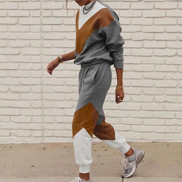 women's two piece pants women winter set stitching color tracksuit long sleeve loose casual sweatshirt trousers suit lounge clothing #4, White
women's two piece pants women winter set stitching color tracksuit long sleeve loose casual sweatshirt trousers suit lounge clothing #4, White