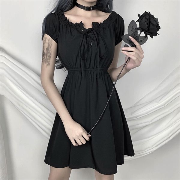 insgoth off shoulder black dresses gothic harajuku high waist dress summer mini a-line solid black casual dresses, Black;gray
insgoth off shoulder black dresses gothic harajuku high waist dress summer mini a-line solid black casual dresses, Black;gray