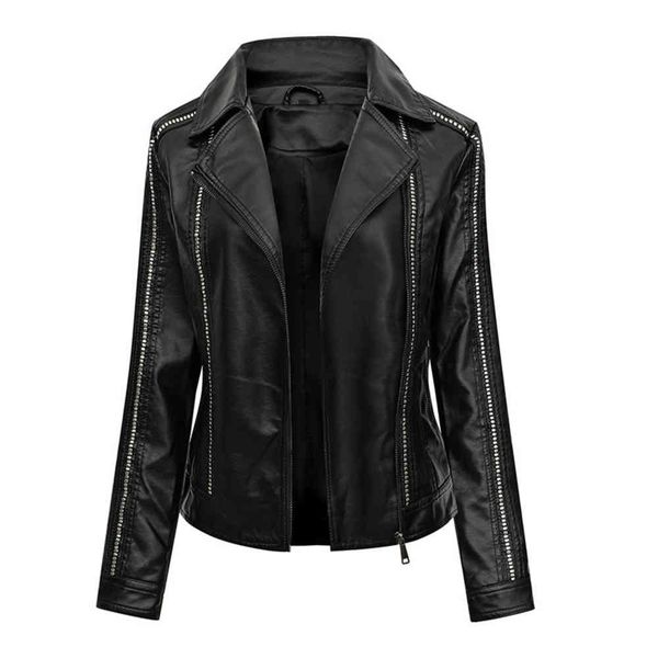 leather jacket high fashion men belt autumn clothes fashion slim coat, Black