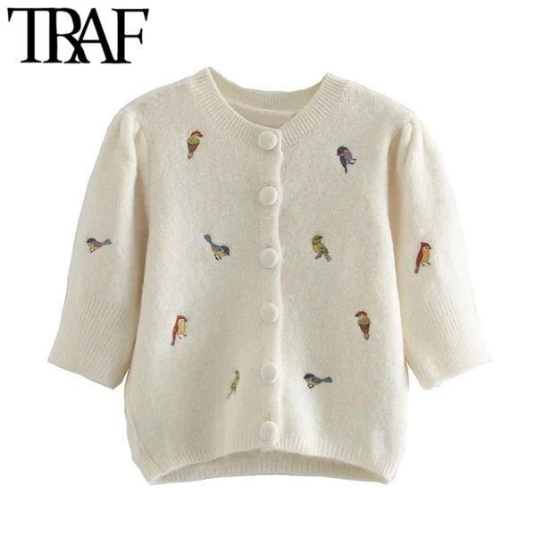 women fashion with embroidery cropped knitted cardigan sweater vintage puff sleeve female outerwear chic 210507, White
women fashion with embroidery cropped knitted cardigan sweater vintage puff sleeve female outerwear chic 210507, White