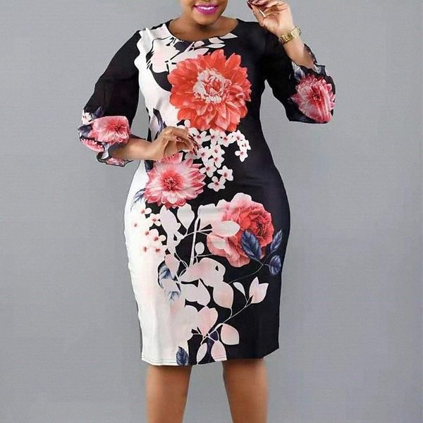 women's plus size sheath dress floral round neck print 3/4 length sleeve spring summer casual knee length dress causal daily dress l4gv, Black
women's plus size sheath dress floral round neck print 3/4 length sleeve spring summer casual knee length dress causal daily dress l4gv, Black