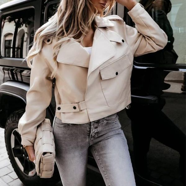 women's leather & faux elegant women casual pu jacket coats turn-down collar short outerwears lady solid long sleeve pocket buckle vint, Black
women's leather & faux elegant women casual pu jacket coats turn-down collar short outerwears lady solid long sleeve pocket buckle vint, Black