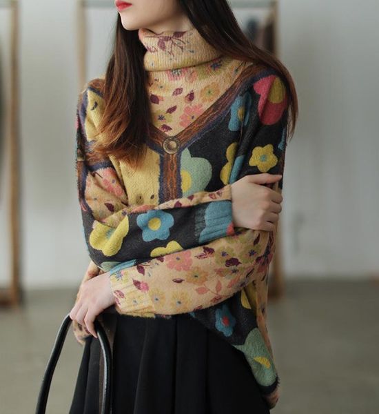 winter sweaters women retro print loose turtleneck collar female fashion knit women's, White;black
winter sweaters women retro print loose turtleneck collar female fashion knit women's, White;black